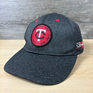 St Johns University Hat Cap Snap Back Gray Red Storm St Bens Minnesota Twins